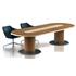 Executive Semicircular Ended Boardroom Table With Cylindrical Wooden Base