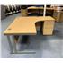 1600 Oak Radial Desk + Desk High Pedestal - Used