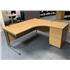 1600 Oak Radial Desk + Desk High Pedestal - Used