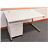 Straight White 1200mm Cantilever Desk with Silver Legs and Mobile Pedestal