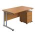 Start Rectangular Desk - Silver Legs + Pedestal Bundle - Oak