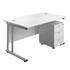 Start Rectangular Desk - Silver Legs + Pedestal Bundle - White