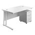 Start Rectangular Desk - White Legs + Pedestal Bundle - White