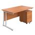 Start White Rectangular Desk + Pedestal Bundle - Beech