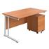 Start Rectangular Desk - White Legs + Pedestal Bundle - Beech