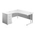 Start Radial Desk - White Legs + Pedestal Bundle - White - Left-Hand Return