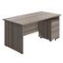Start Straight Panel End Desk + 2-Drawer Pedestal Bundle - Grey Oak