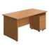 Start Straight Panel End Desk + 2-Drawer Pedestal Bundle - Oak
