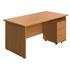 Start Straight Panel End Desk + 3-Drawer Pedestal Bundle - Oak