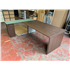 L Shape Executive Dark Walnut Desk with Stunning Frosted Glass Return