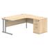 Primus 1600 Radial Desk + Desk-High Drawer Unit Bundle - Right-Hand - Oak + Silver Legs