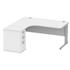 Primus 1600 Radial Desk + Desk-High Drawer Unit Bundle - Left-Hand - White + Silver Legs