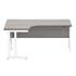 Primus 1600mm Radial Desk - Left Hand - Grey Oak + White Legs