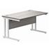 Primus Rectangular Desk - 1400w x 800d - Grey Oak + White Legs