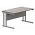 Primus Rectangular Desk - 1400w x 800d - Grey Oak + Silver Legs