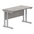 Primus 1200w x 600d Rectangular Desk - Grey Oak + Silver Legs
