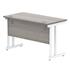 Primus 1200w x 600d Rectangular Desk - Grey Oak + White Legs