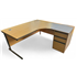 1600 Oak L Shape Desk with Pedestal