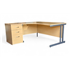 1600 Oak L Shape Desk with Desk High Pedestal