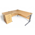 1600 Oak L Shape Desk with Desk High Pedestal