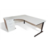 1800 White Radial Desk with Desk High Pedestal