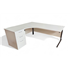 1800 White Radial Desk with Desk High Pedestal