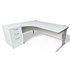 1800 White Radial Desk and Pedestal
