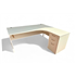 White Radial 1800 with Three Drawer Desk High Pedestal