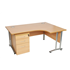 CK Radial Desk With Silver Cantilever Legs & 3-Drawer Under-Desk Mobile Pedestal - Beech