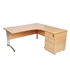 CK Radial Desk With Silver Cantilever Legs & Desk-High Pedestal - Beech