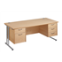 Metro Cantilever Staright Desk With 1 x 2-Drawer & 1 x 3-Drawer Fixed Pedestals - Beech