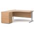 Metro Cantilever Desk - Radial (Left-Hand Return) + 600mm Deep Desk High Pedestal