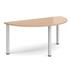 1600 x 800 Semi-Circular Meeting Table, Beech Top, Silver Legs