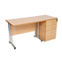 CK 1000x600 Rectangular Desk With 600 Deep Desk-High Pedestal - Beech