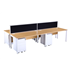 CK Oak Bench Desks With White Legs & CK White Pedestas & CK Desktop Screens In Black