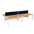 CK Oak Bench Desks With Silver Legs & CK Desktop Screens In Black