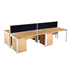 CK Oak Bench Desks With White Legs & CK Oak Pedestas & CK Desktop Screens In Black