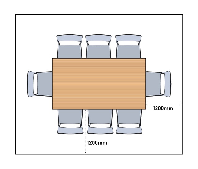 Boardroom Seating Table Sizes How, How Many Chairs Fit Around A 1200mm Table